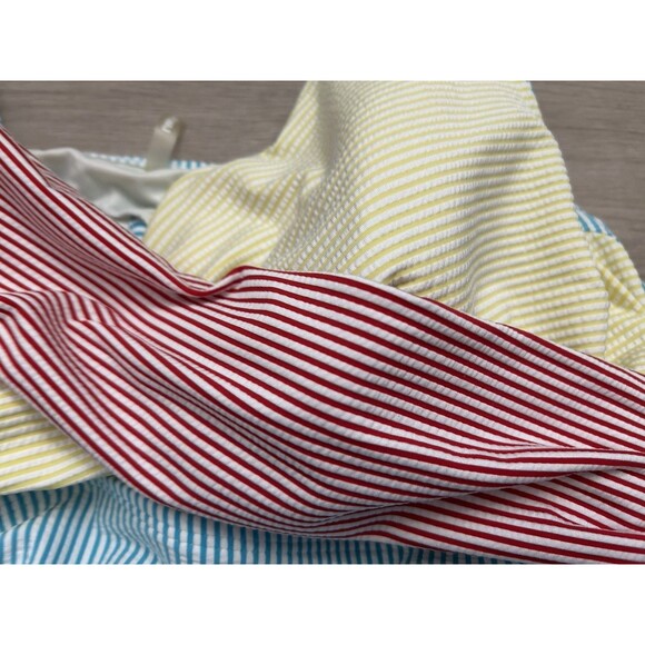 Lands End Pastel Rainbow Seersucker Striped Tankini top Size 22W red yellow swim - Picture 2 of 7